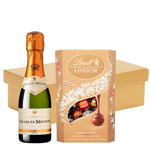 Mini Charles Mignon Brut Champagne 20cl And Chocolates In Gift Hamper
